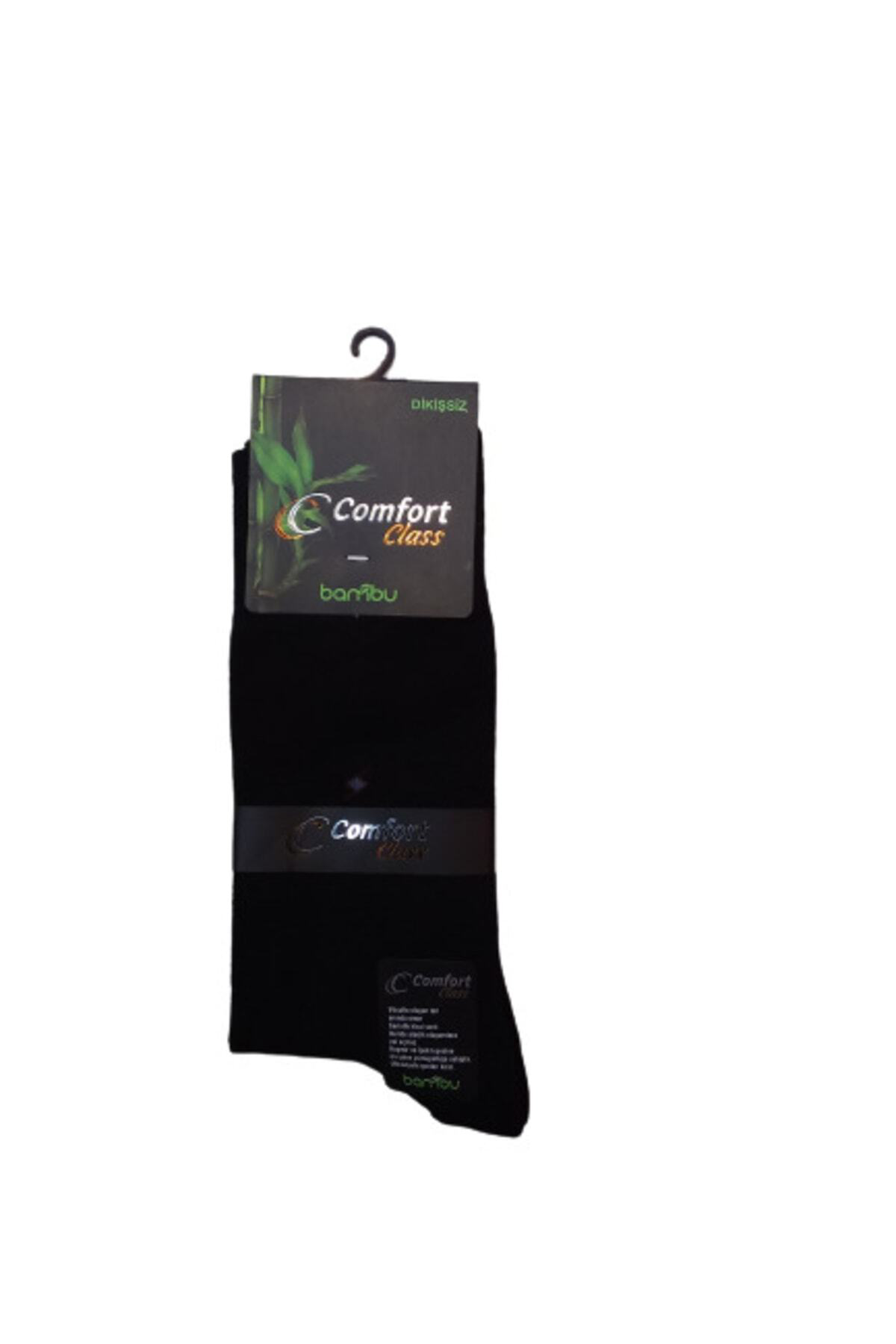 Comfort 3 Çift Dikişsiz Siyah Renk Bambu Çorap