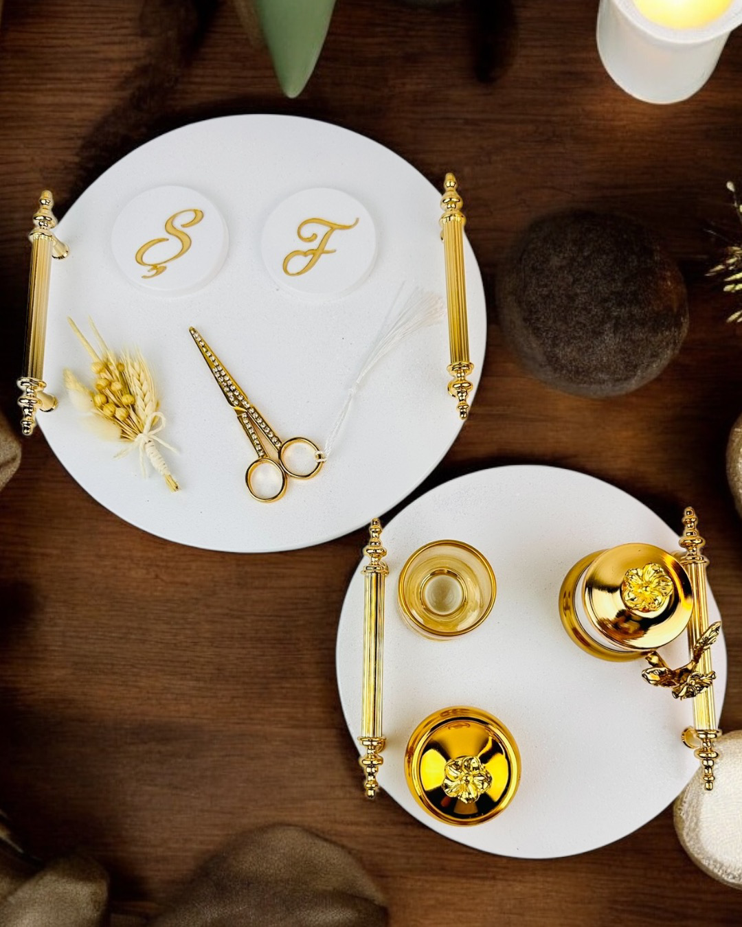 Cyzhome Commitment Gold Polyester Nişan Tepsisi Cyzhome Commitment Gold Polyester Nişan Tepsisi