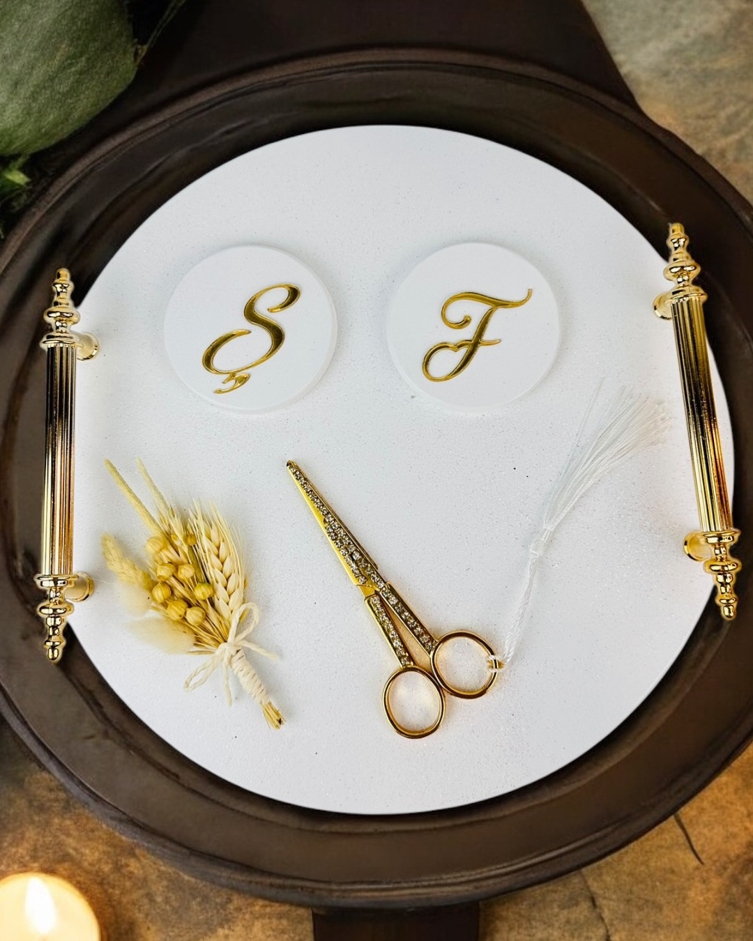 Cyzhome Commitment Gold Polyester Nişan Tepsisi Cyzhome Commitment Gold Polyester Nişan Tepsisi