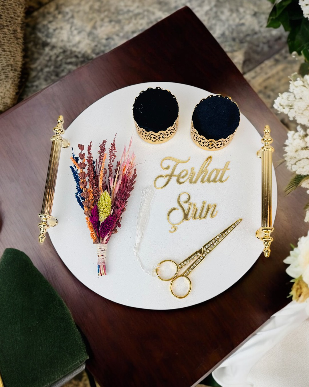 Commitment Polyester Söz Nişan Tepsisi