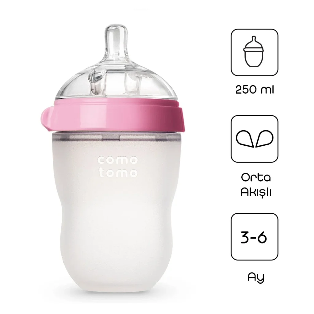Comotomo Antikolik Silikon Biberon 250 ml 3-6 Ay Pembe Fiyatı, Yorumları ve Özellikleri