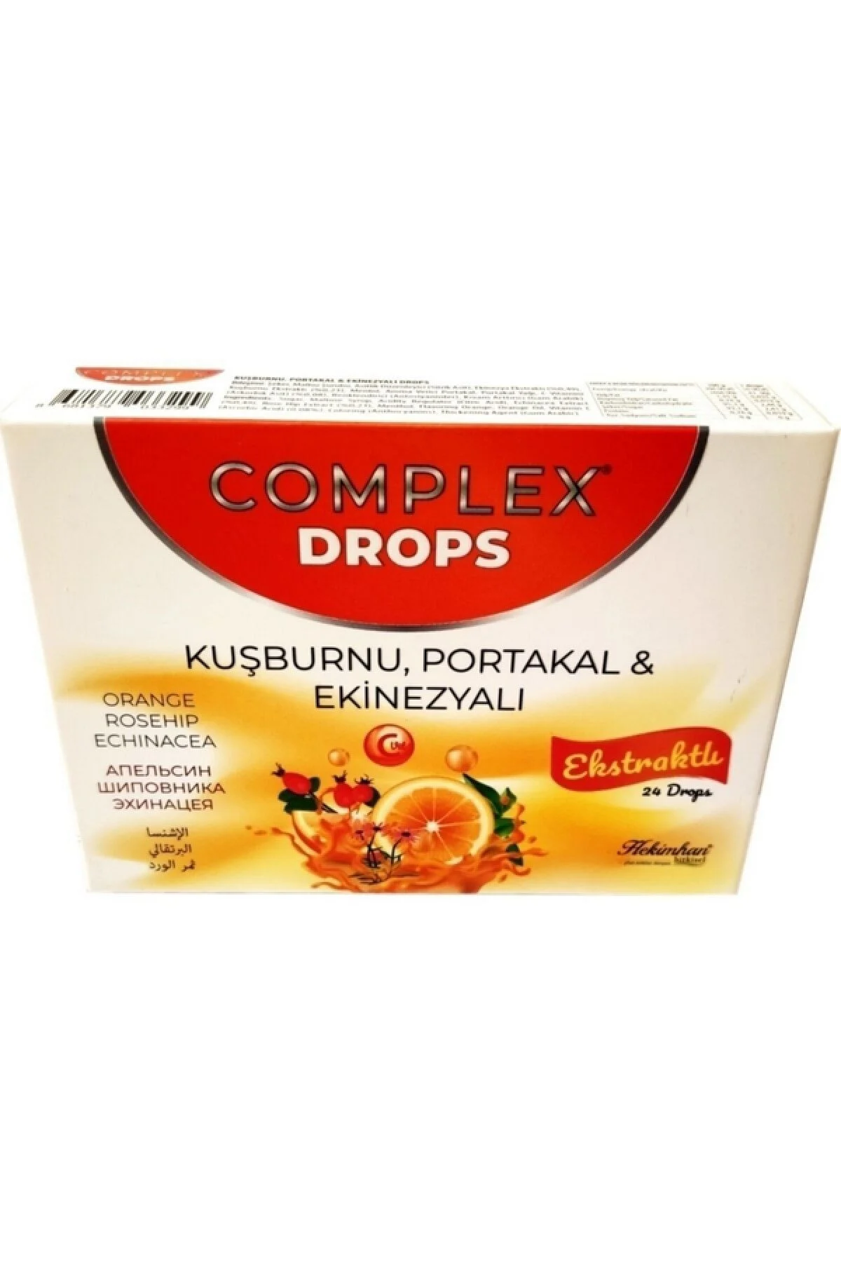 Complex Kuşburnu Portakal Ekinezyalı Drops 24 Adet 62 G 12 Adet