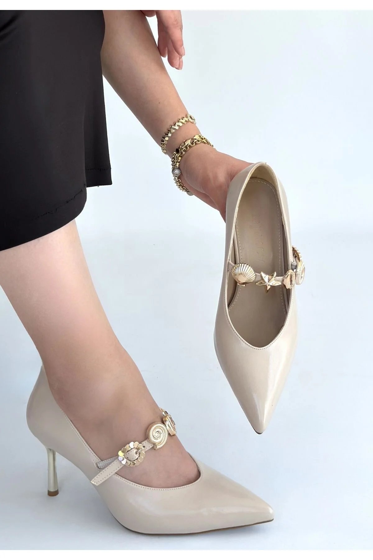 Conne Bej Cilt Stiletto Ayakkabı - Görsel 2