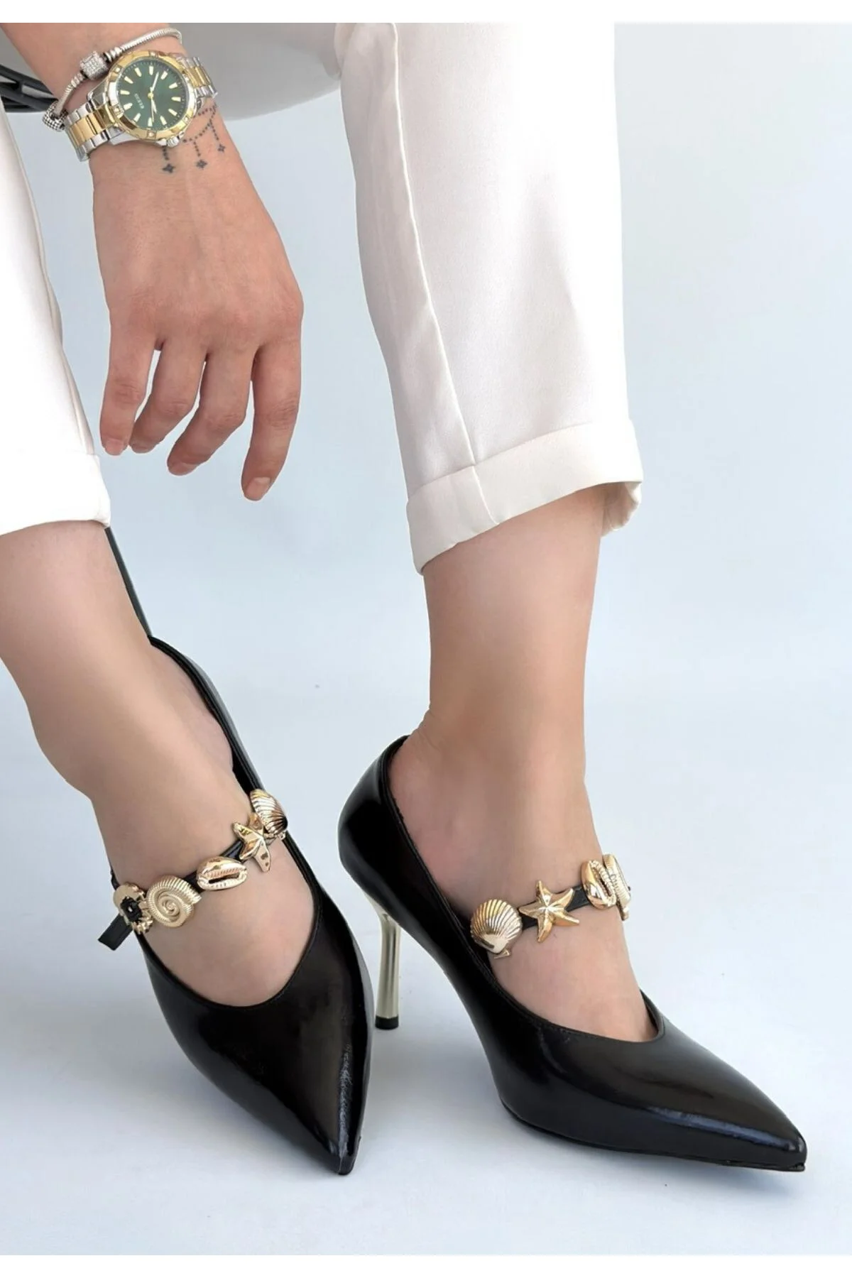 Conne Siyah Cilt Stiletto Ayakkabı Conne Siyah Cilt Stiletto Ayakkabı