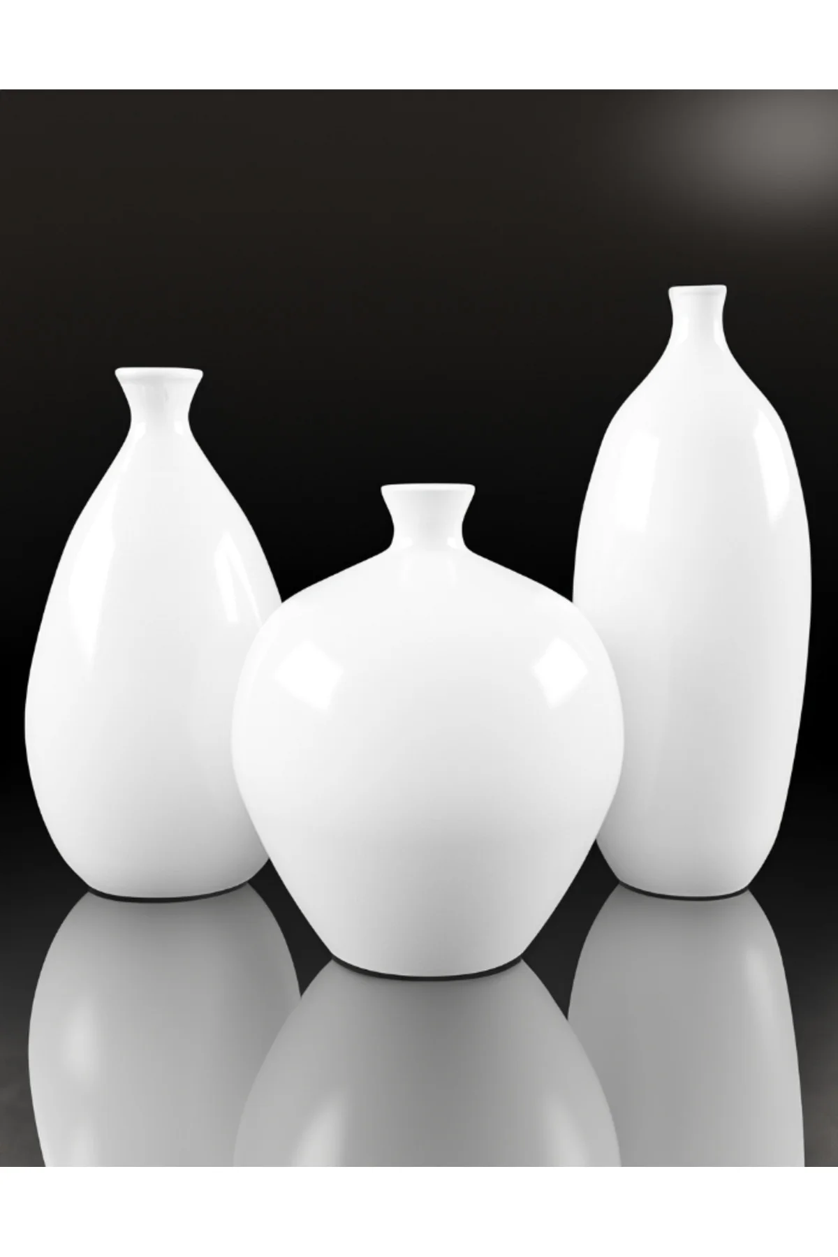 Contemporary Modern Vazo Büyük Boy 25 CM Dekoratif Sert Plastik Contemporary Vazo 3'lü Set