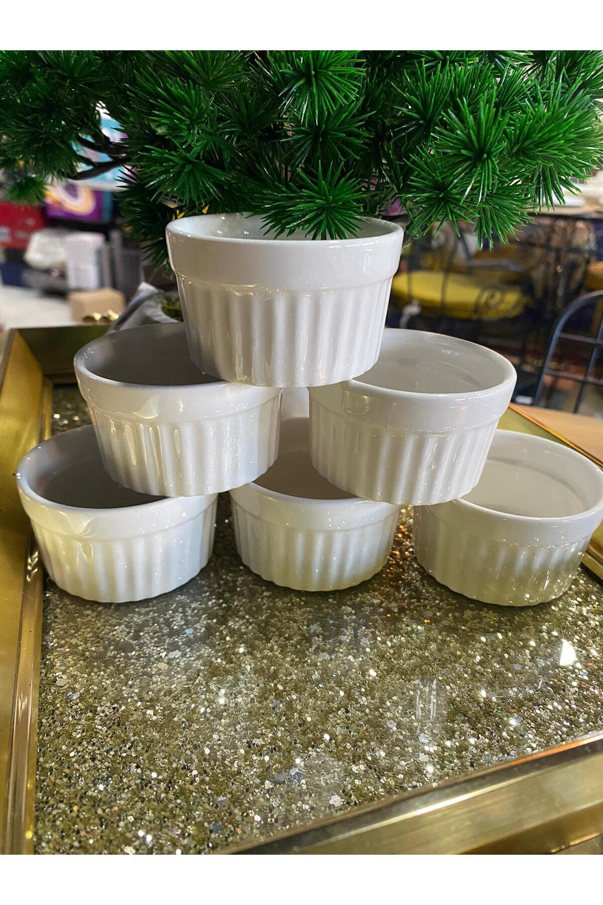 Elif Aksesuar Cooker Ckr-4016 Mini 6 Cm Porselen Lüx Beyaz Servis Sunum Kahvalt