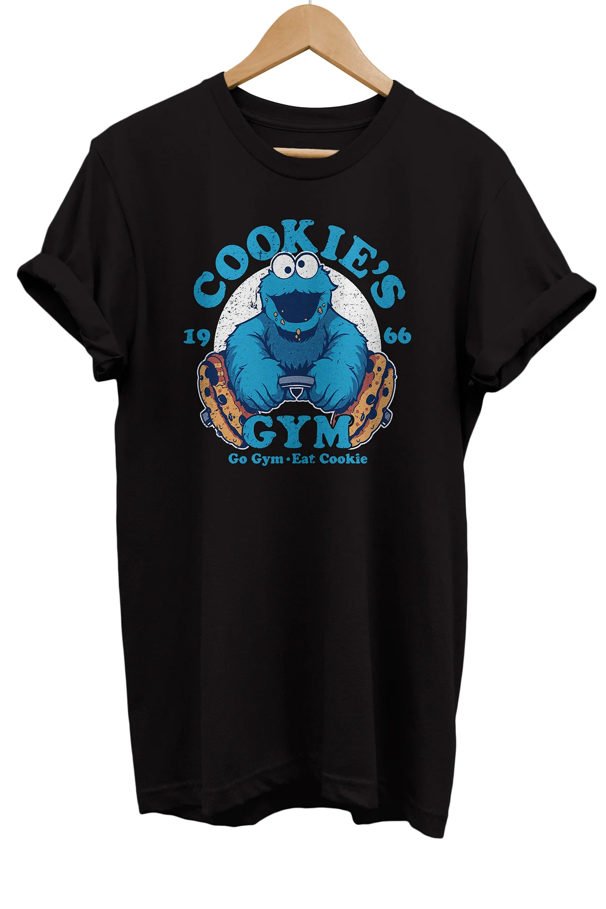 Cookie's Gym Baskılı %100 Pamuk Oversize T-shirt Büyük Beden Tişö