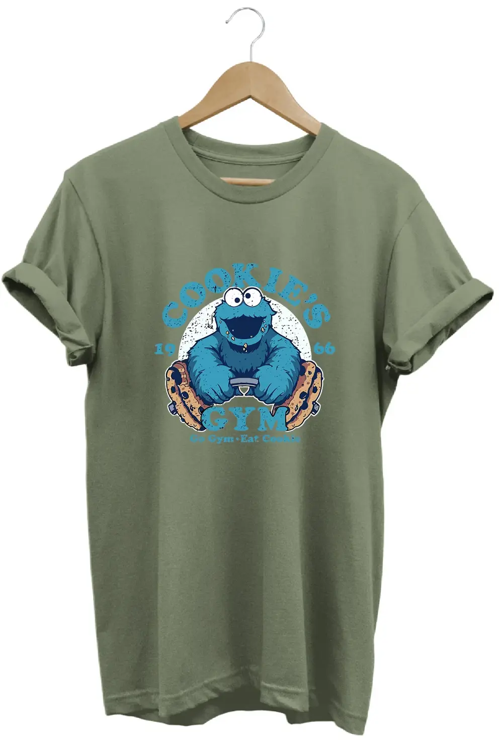 Cookie's Gym Kurabiye Canavarı Baskılı %100 Pamuk T-shirt Regular