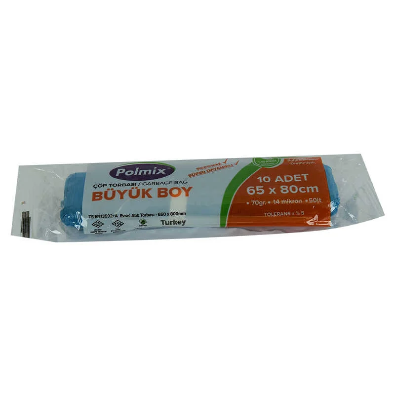 Çöp Torbası Büyük Boy 65x80cm 10 Adet – 50Lt Mavi Rulo, 70Gr Kalın & Dayanıklı Fiyatı, Yorumları ve Özellikleri