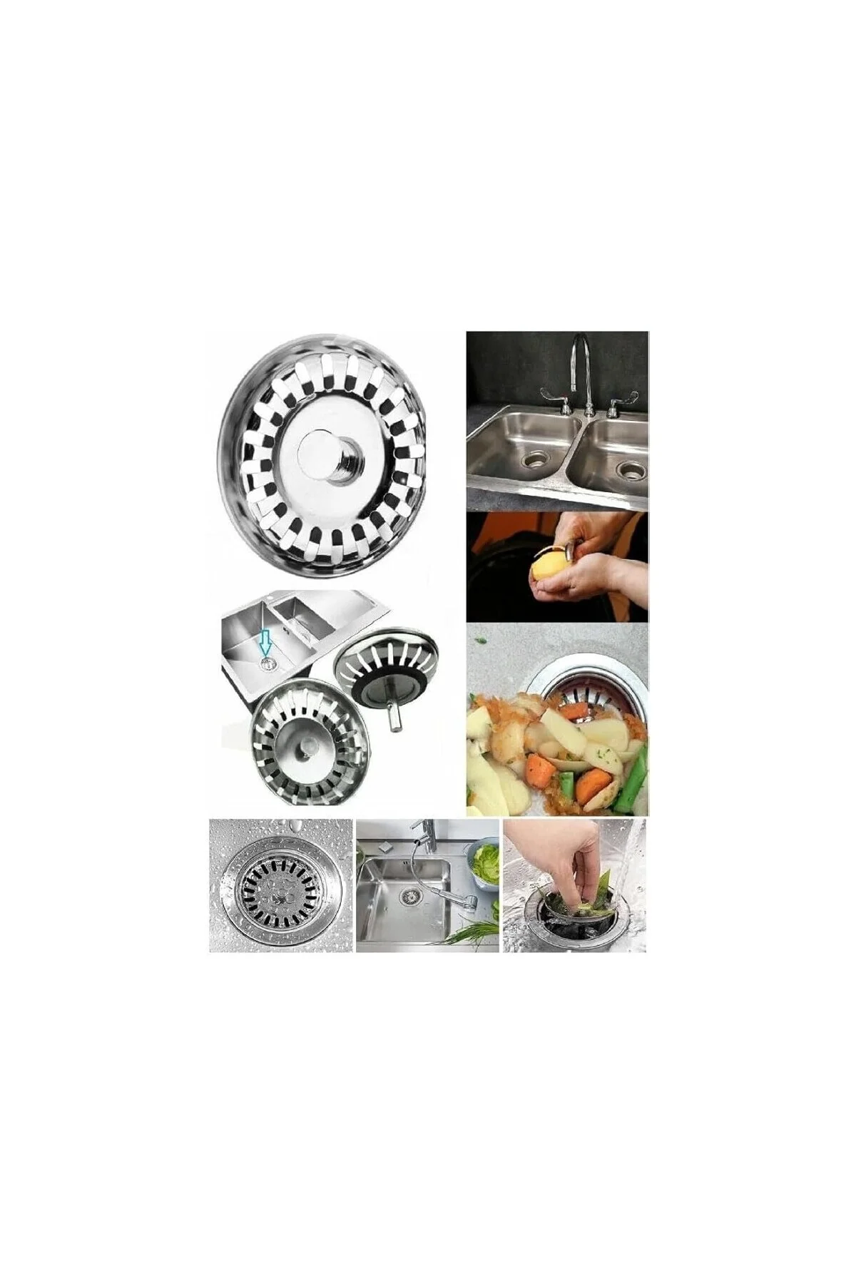 Çöpmak Paslanmaz Evye Mutfak Lavabo Sifonu | Gider Metal Tıpa Süzgeci Çöpmak Paslanmaz Evye Mutfak Lavabo Sifonu | Gider Metal Tıpa Süzgeci - Görsel 6