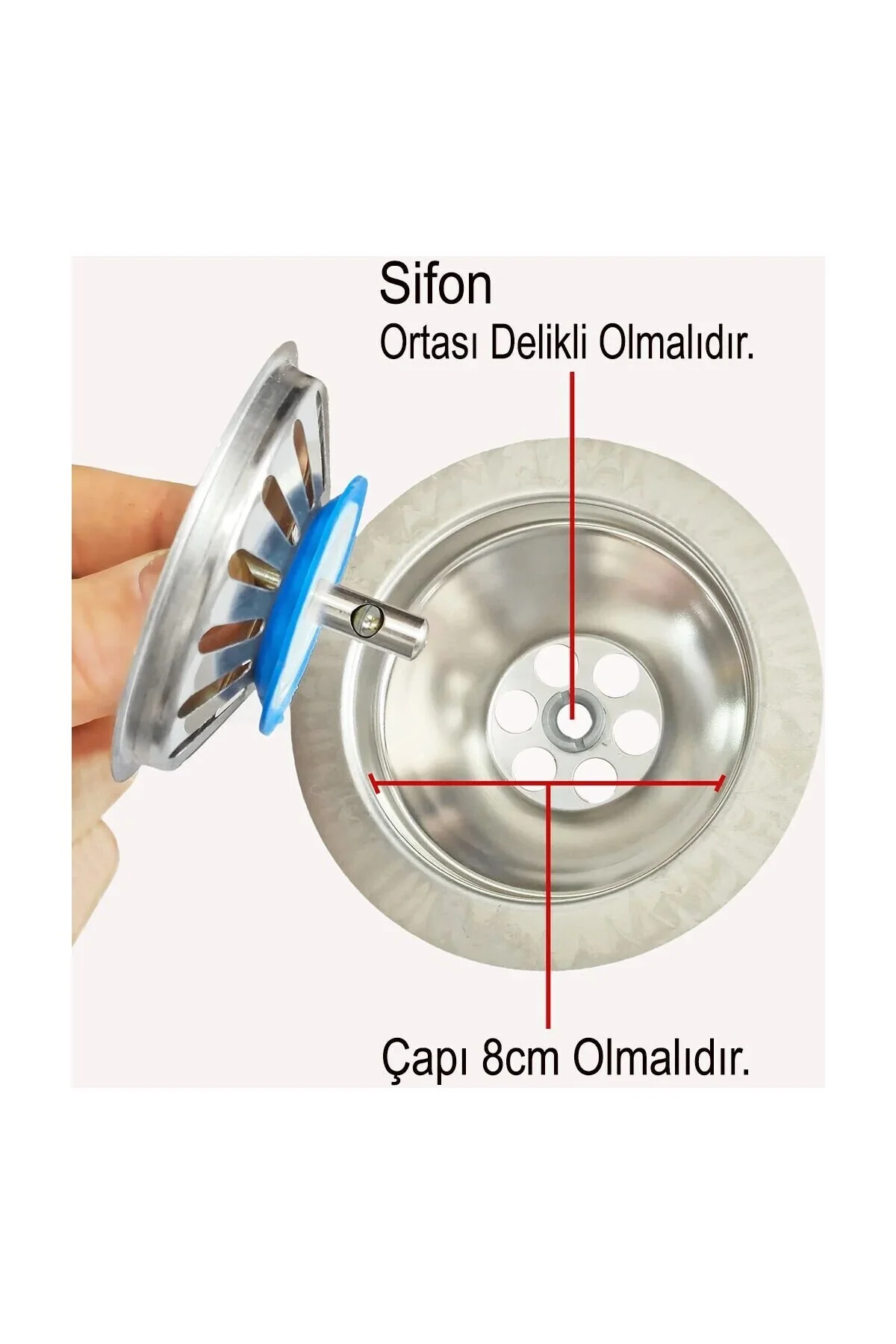 Çöpmak Paslanmaz Evye Mutfak Lavabo Sifonu | Gider Metal Tıpa Süzgeci Çöpmak Paslanmaz Evye Mutfak Lavabo Sifonu | Gider Metal Tıpa Süzgeci - Görsel 2
