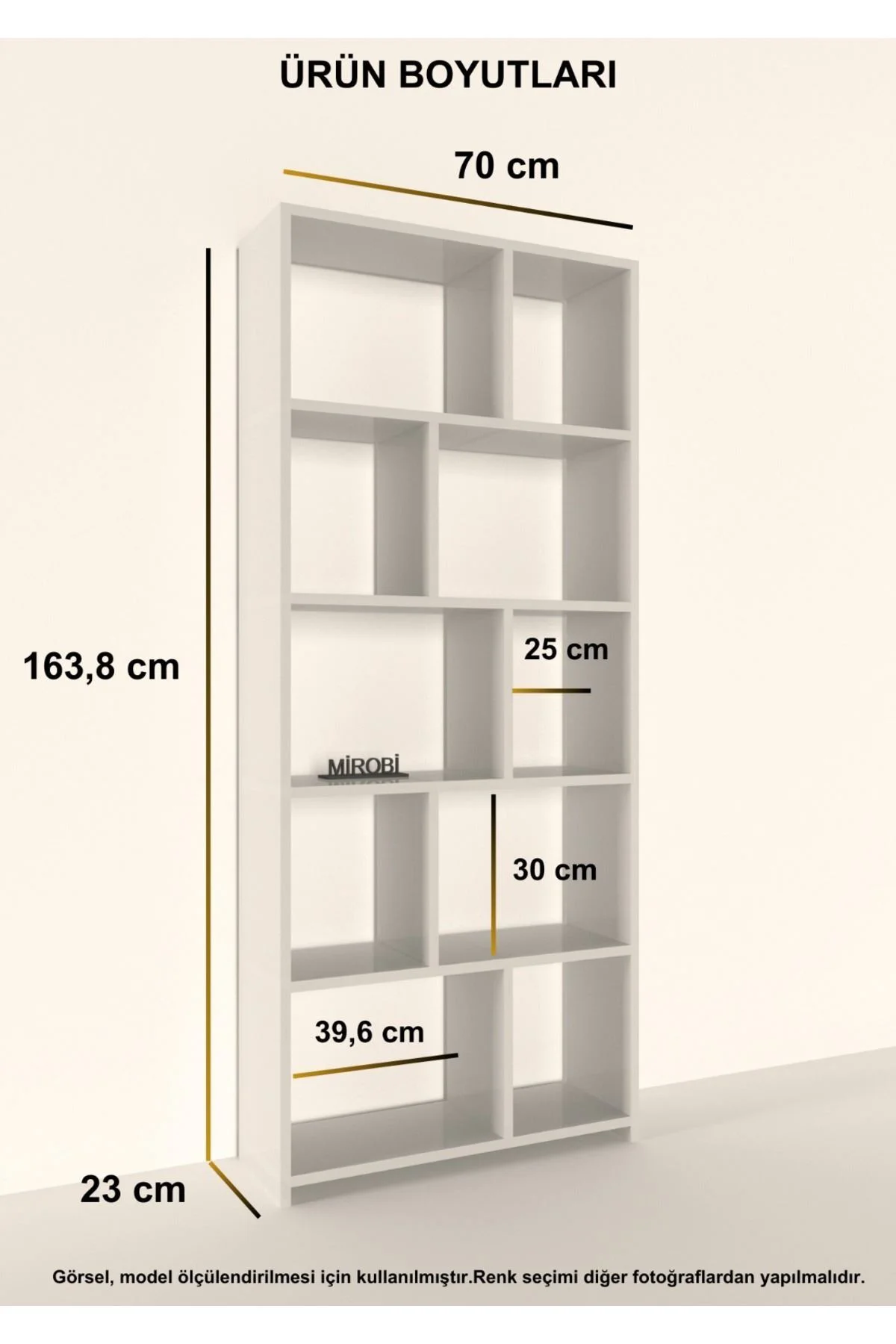 Cordoba 5 Raflı 10 Bölmeli Kitaplık Dekoratif Modern Kitaplık, Be