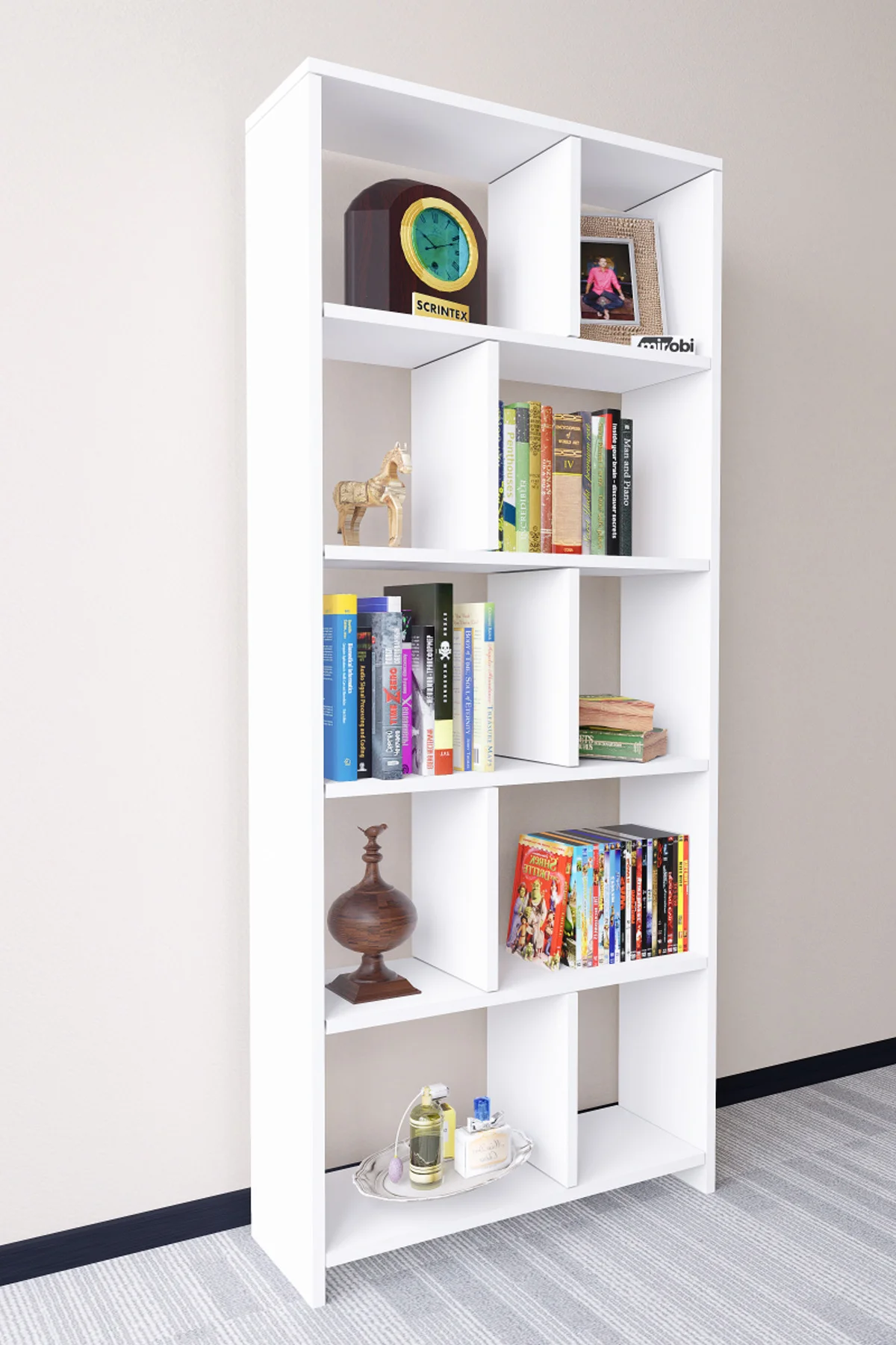 Cordoba 5 Raflı 10 Bölmeli Kitaplık Dekoratif Modern Kitaplık, Be