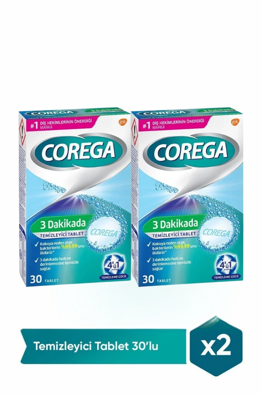 Corega  3 Dakikada Temizleyici 30 Tablet X 2 Adet Corega  3 Dakikada Temizleyici 30 Tablet X 2 Adet