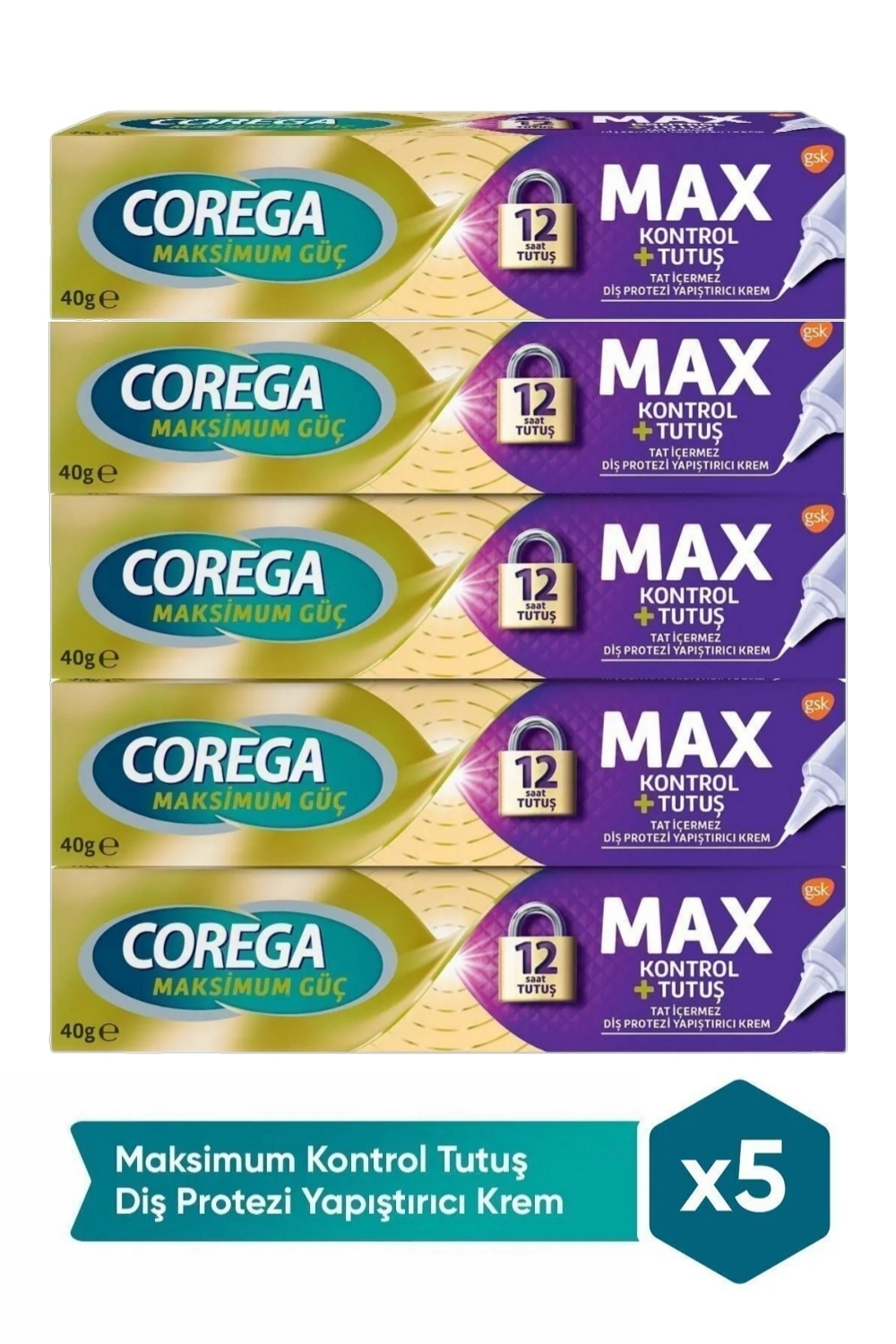 Corega  Maksimum Kontrol + Tutuş Diş Protez Yapiştirici Krem 40 Gr