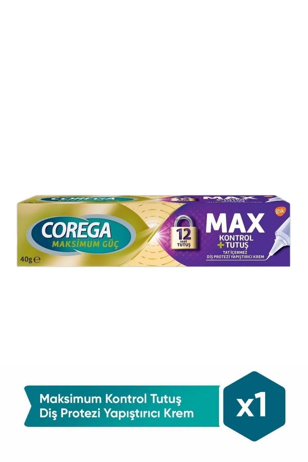Corega  Maksimum Kontrol + Tutuş Diş Protez Yapiştirici Krem 40 Gr