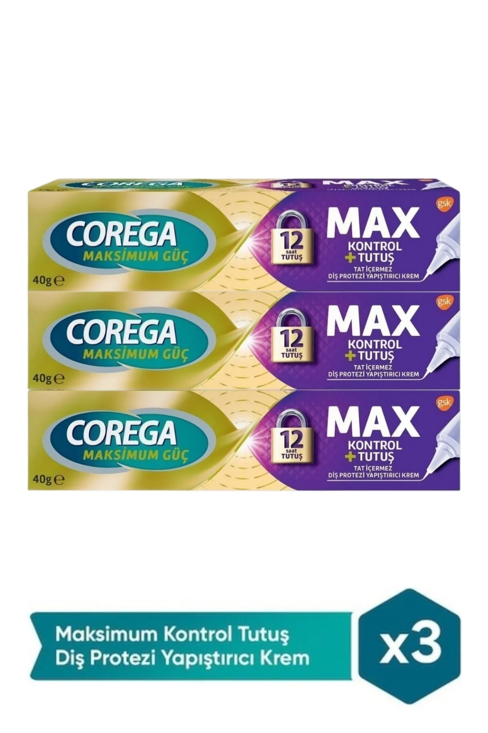 Corega  Maksimum Kontrol + Tutuş Diş Protez Yapiştirici Krem 40 Gr
