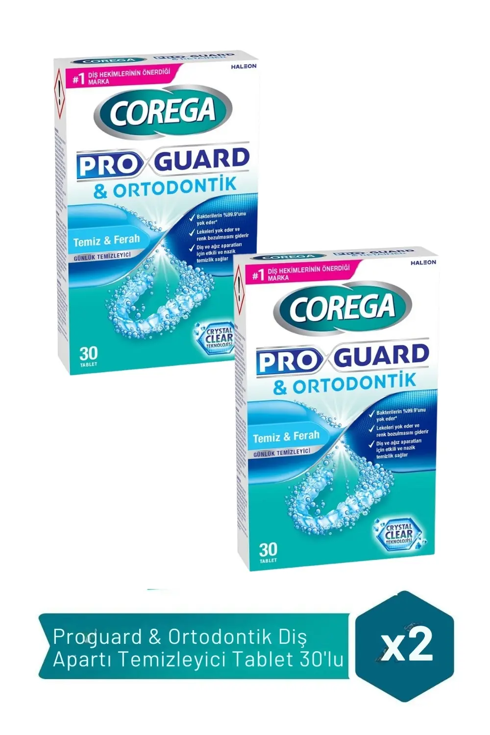 Corega ProGuard & Ortodontik Temizleyici 30 Tablet x 2 Adet
