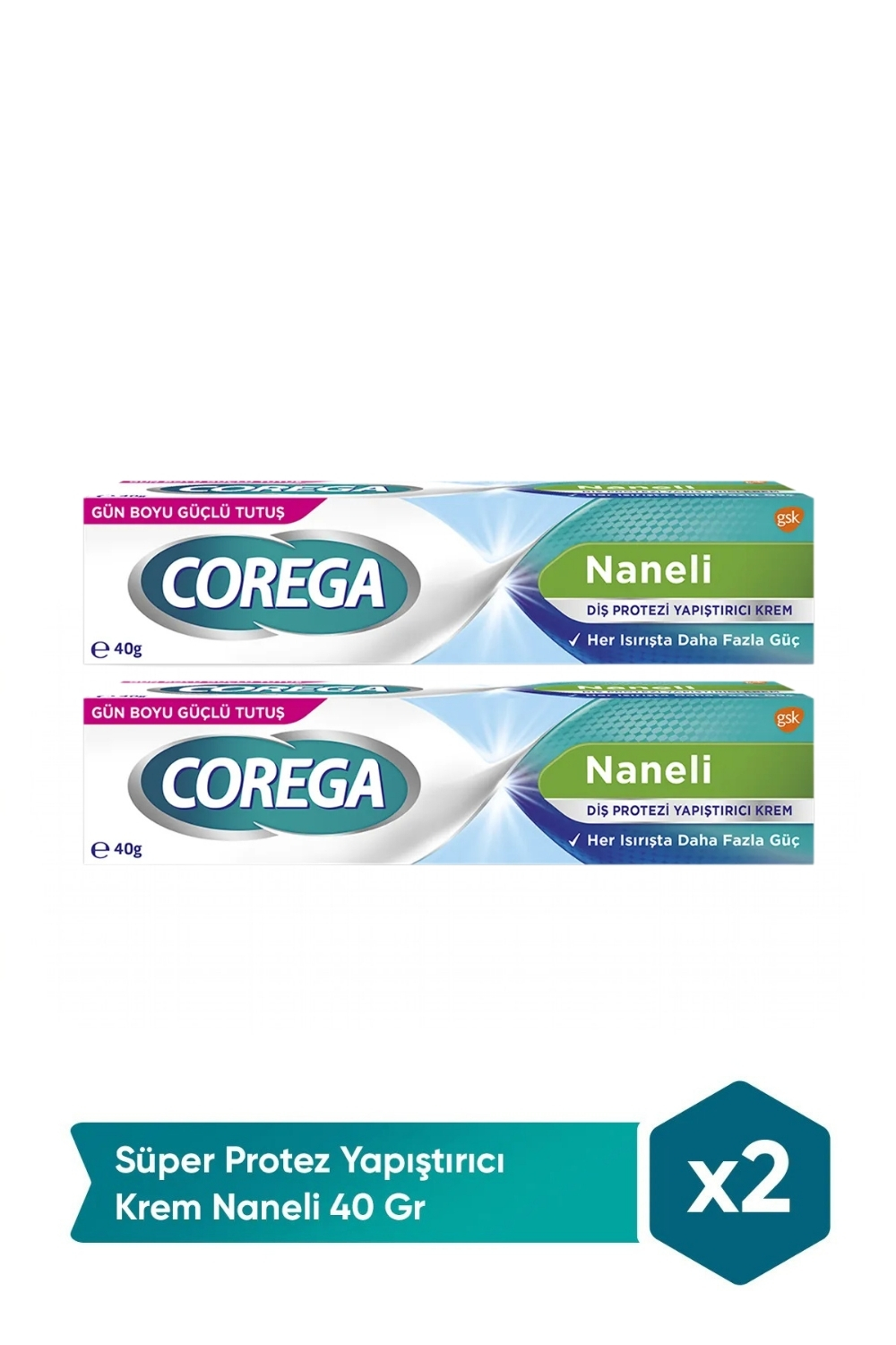 Corega  Süper Protez Yapiştirici Krem Naneli 40Gr X 2 Adet