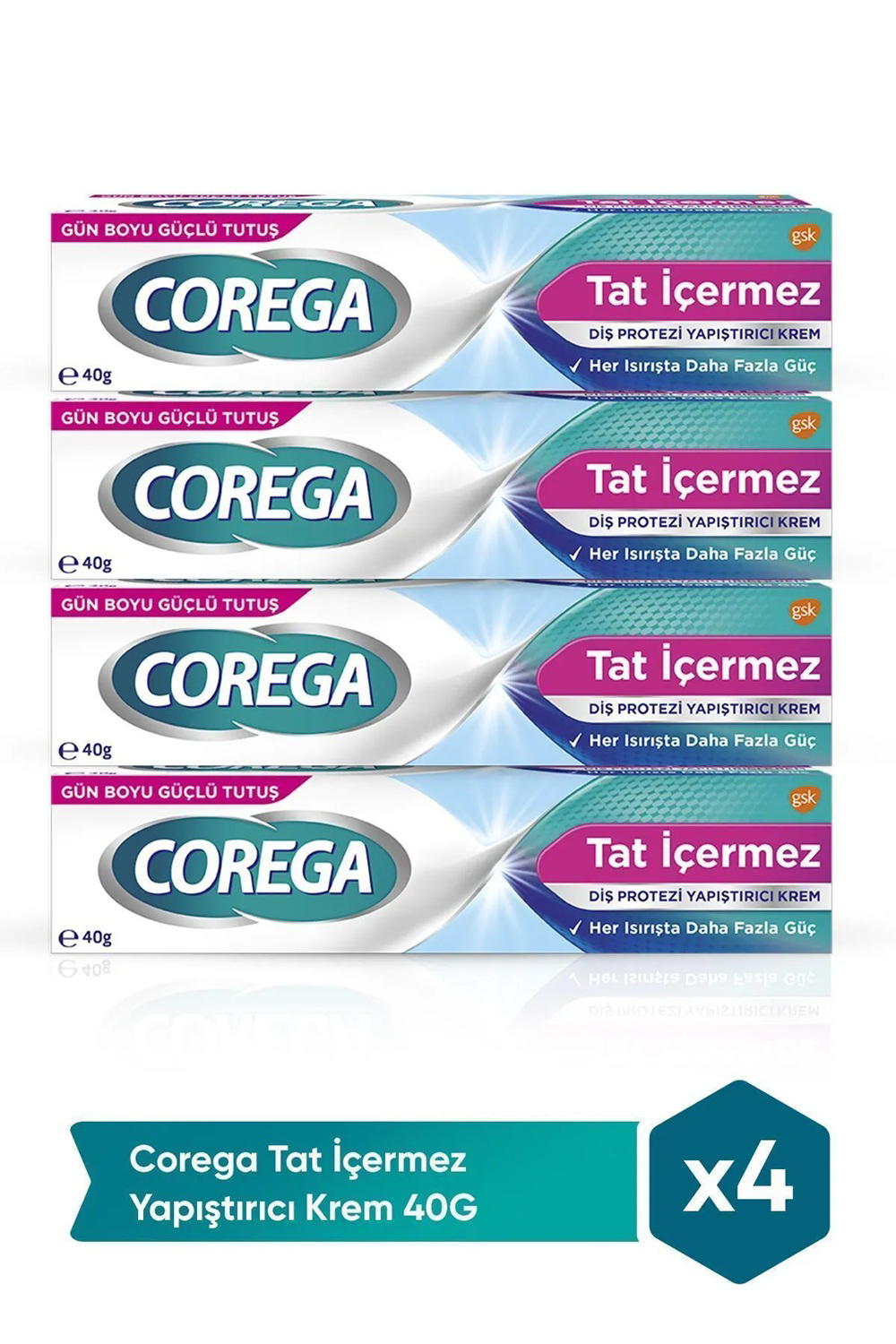 Corega  Tat İçermez Yapiştirici Krem 40 Gr X 4 Adet