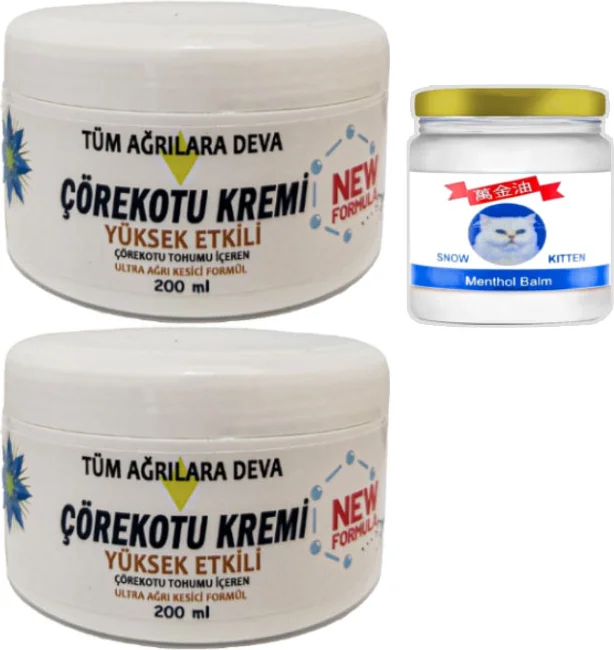 Çörek Otu Kremi Seti - 2x200 ml + Snow Kitten 50 ml Menthol Balm ile Cilt Bakımı