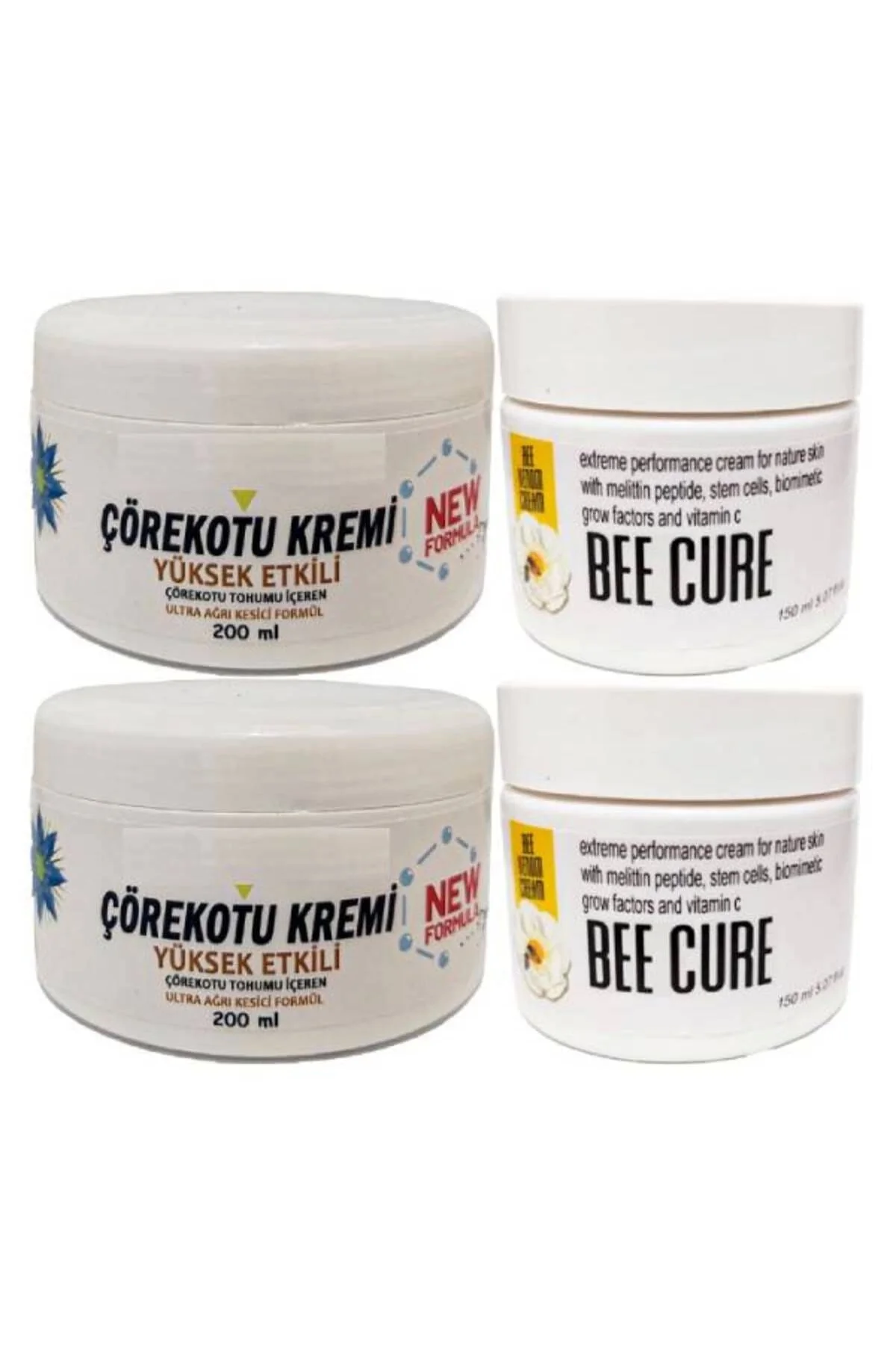 Çörek Otu Kremi XL Boy Rahatlatıcı Krem 2x200 ml + Bee Cure Krem 2x150 ml - Doğal Cilt Bakımı