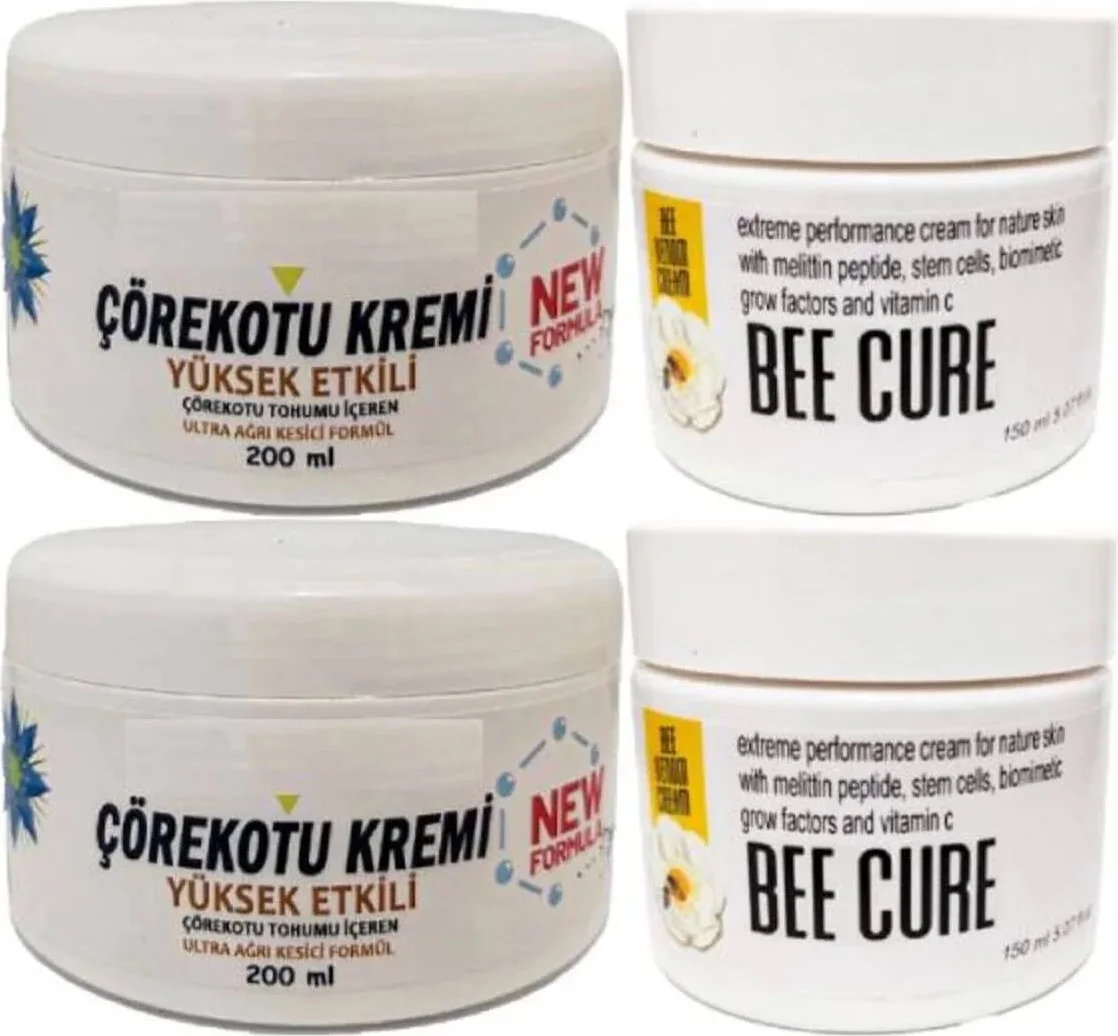 Çörek Otu Kremi XL Boy 2X200 ml + Bee Cure Krem 2X150 ml - Cilt Bakım Seti