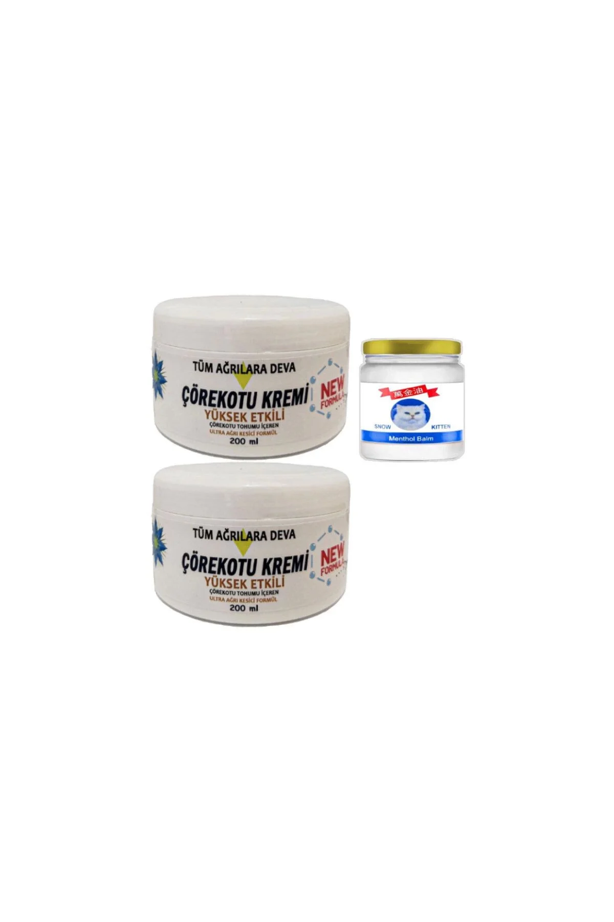 Çörek Otu Kremi XL Boy 2x200 ml + Snow Kitten 50 ml Menthol Balm — Cilt Bakımı