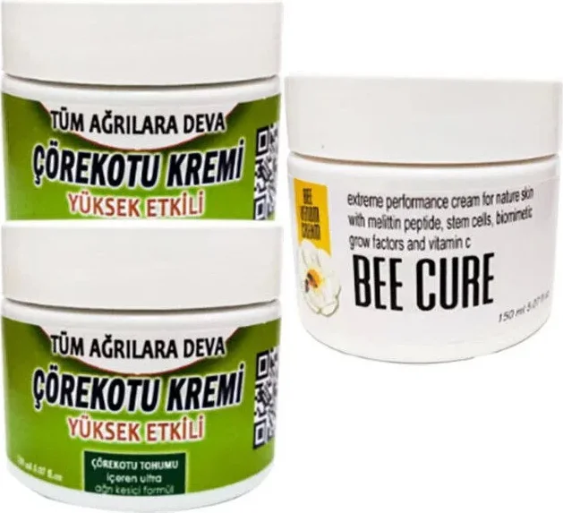 Çörek Otu Mesaj Kremi Seti - 2x100ml + Bee Cure 150ml Doğal Cilt Besleyici Krem