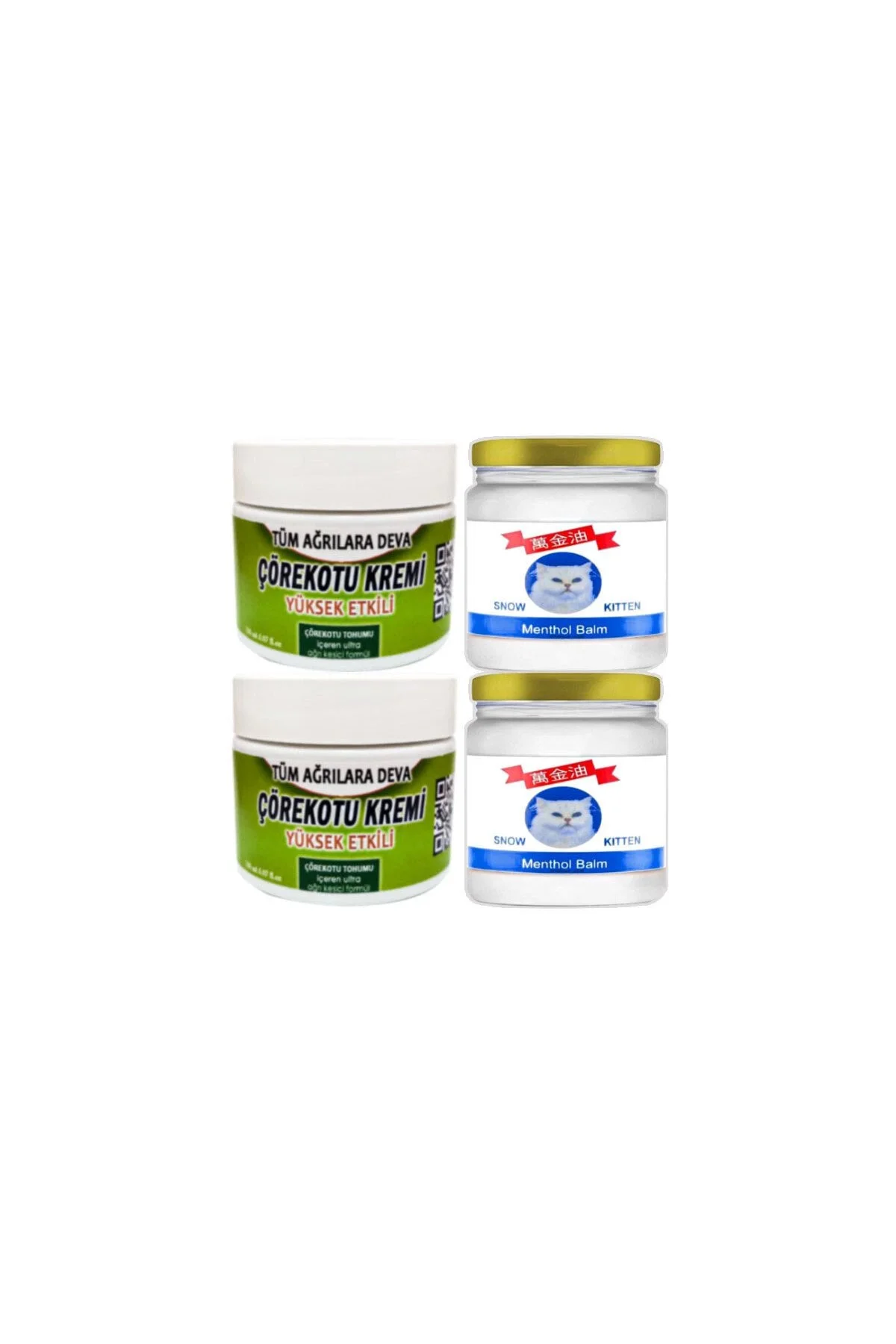 Çörek Otu Rahatlatıcı Krem 2x100 ml & Snow Kitten Menthol Balm 2x50 ml - Doğal Rahatlama