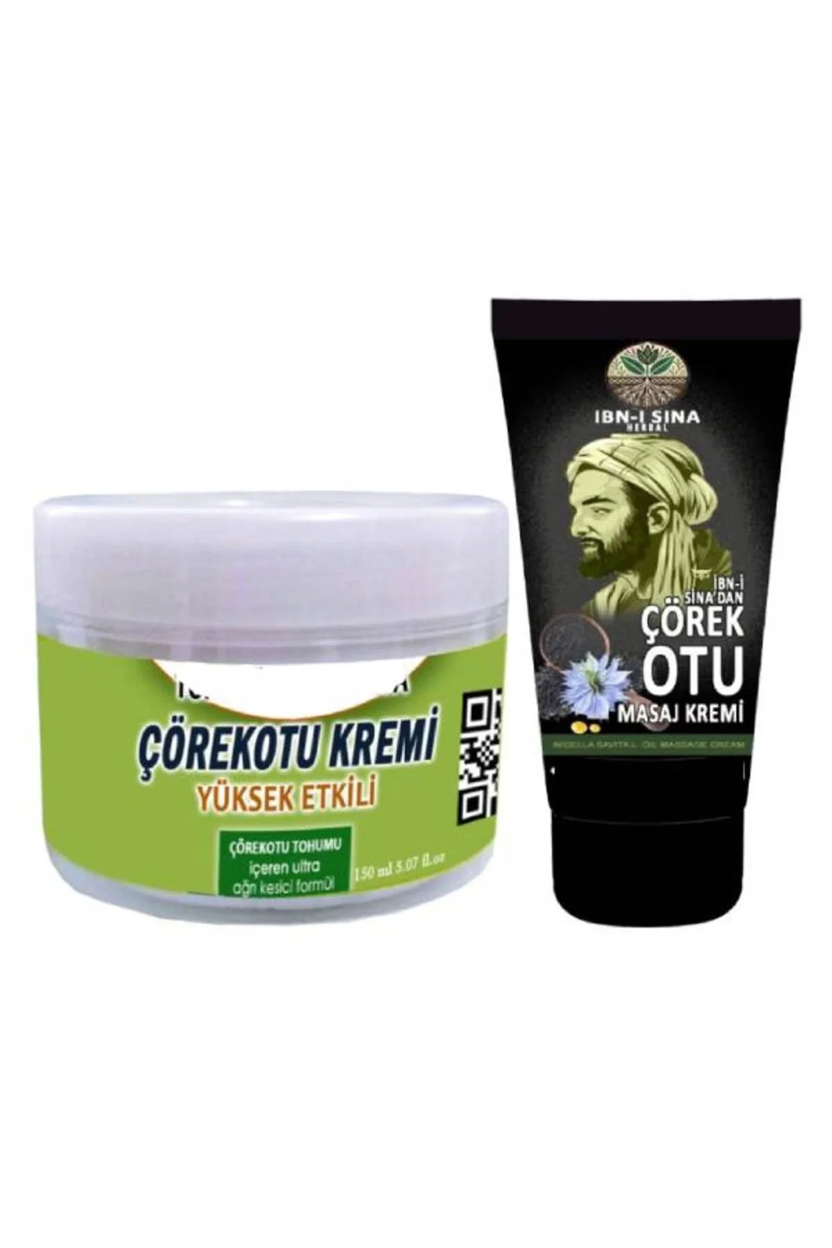 Çörek Otu Rahatlatıcı Masaj Bakım Kremi 150 ml + İbn-i Sina Çörek Otu Kremi 50 ml - Kas Ağrısı ve Yorgunluk İçin Doğal Masaj Kremi
