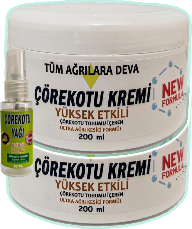 Çörek Otu Teskin Kremi 2'li Set (2x200 ml Beyaz Kavanoz) + 30 ml Çörek Otu Yağı | Cilt Bakımı