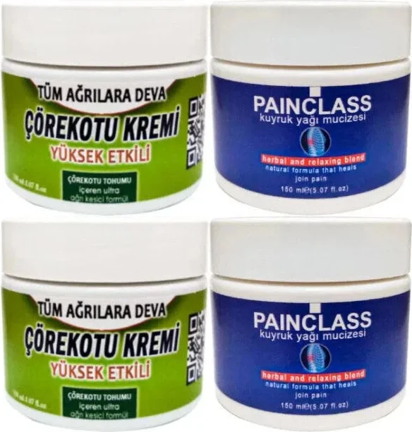 Çörek Otu ve Kuyruk Yağı Kremi Seti – Eklem ve Kas Ağrılarına Doğal Rahatlatıcı Etki, 2x100ml + 2x150ml