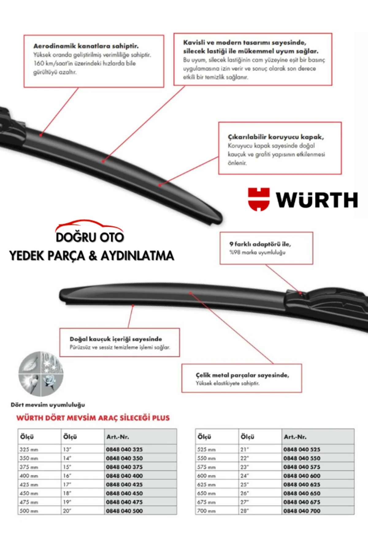 Corolla Ön Cam Silecek Takımı 2019-2024 Model Uyumlu (700/350mm) Fiyatı, Yorumları ve Özellikleri