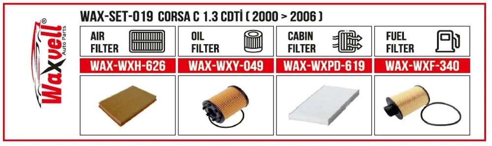 CORSA C 1.3 CDTİ FİLTRE BAKIM SETİ ( 2000 > 2006 )