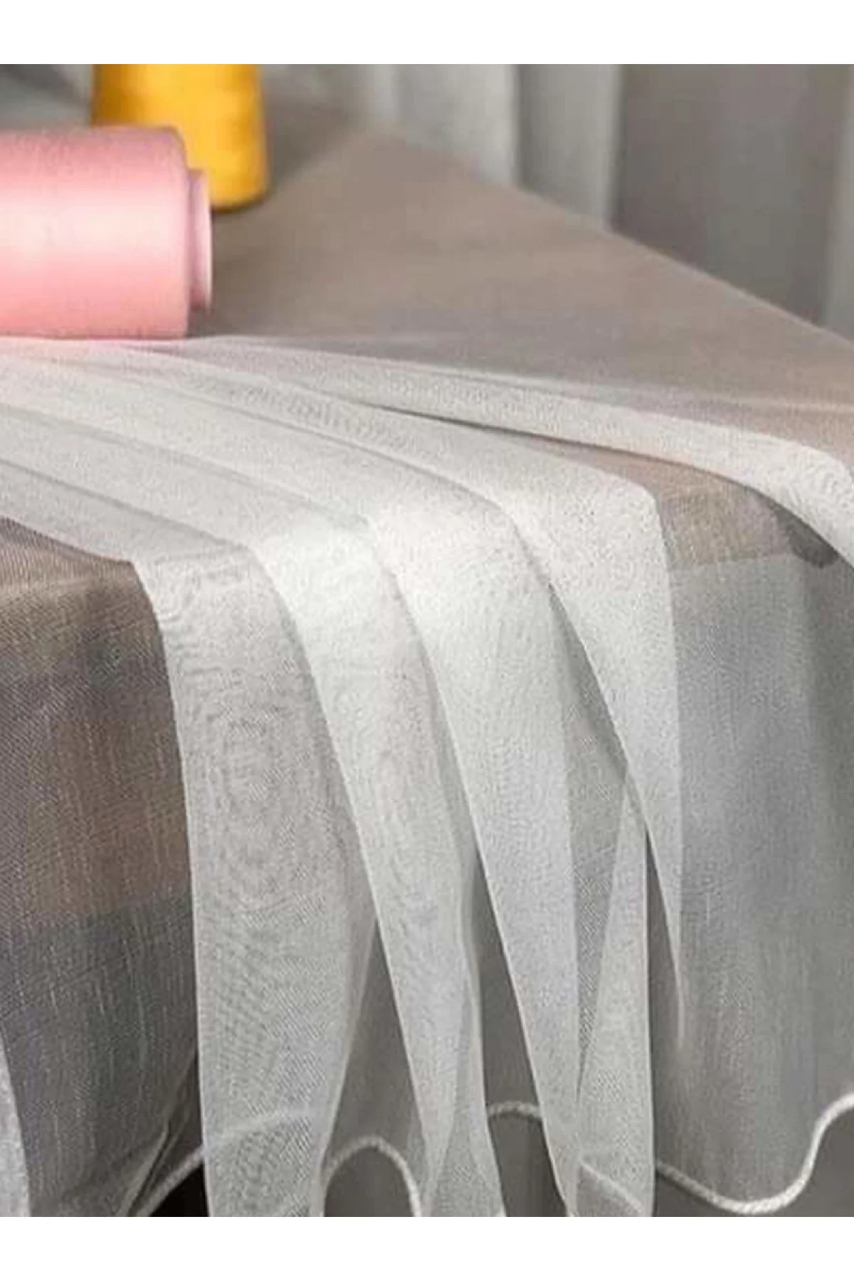 Cosmos Modern Bambu Vual Tül Perde, 1/3 Sık Pile - Ekru 001/BAMBU