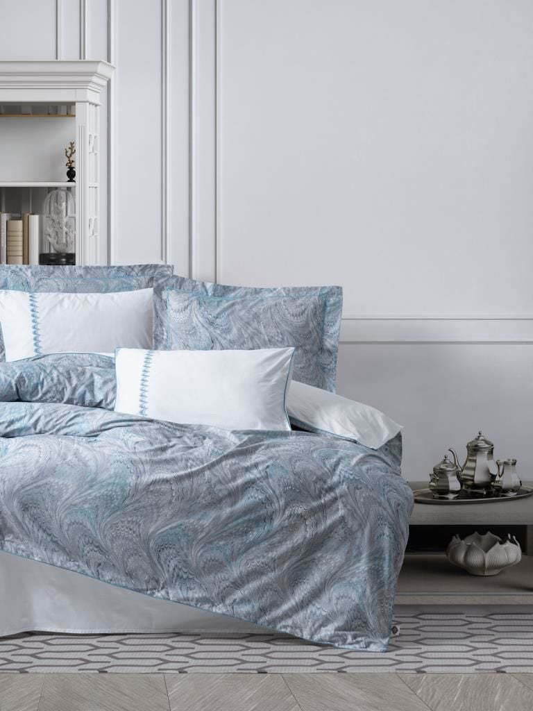 Cotton Box Çift Kişilik Elit Saten Nevresim Takımı Stilla Mavi