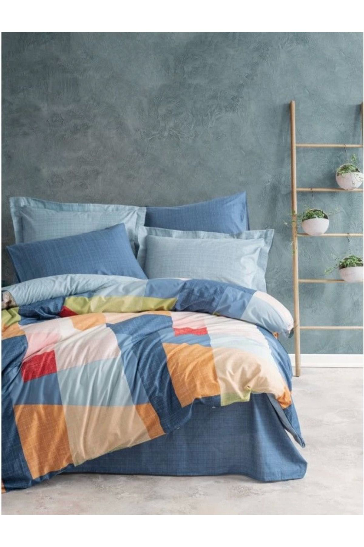 Yusuftex Cotton Box Modern Çift Kişilik Nevresim Takımı Cosy Mavi