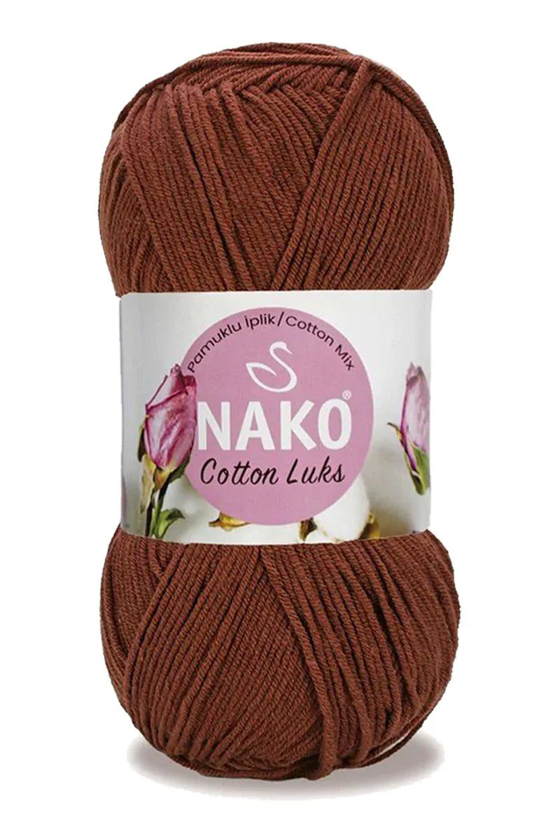 Cotton Lüks İpi Yünü 5'li Paket - Kızıl Kahve, %60 Pamuk %40 Akrilik, 330 Metre