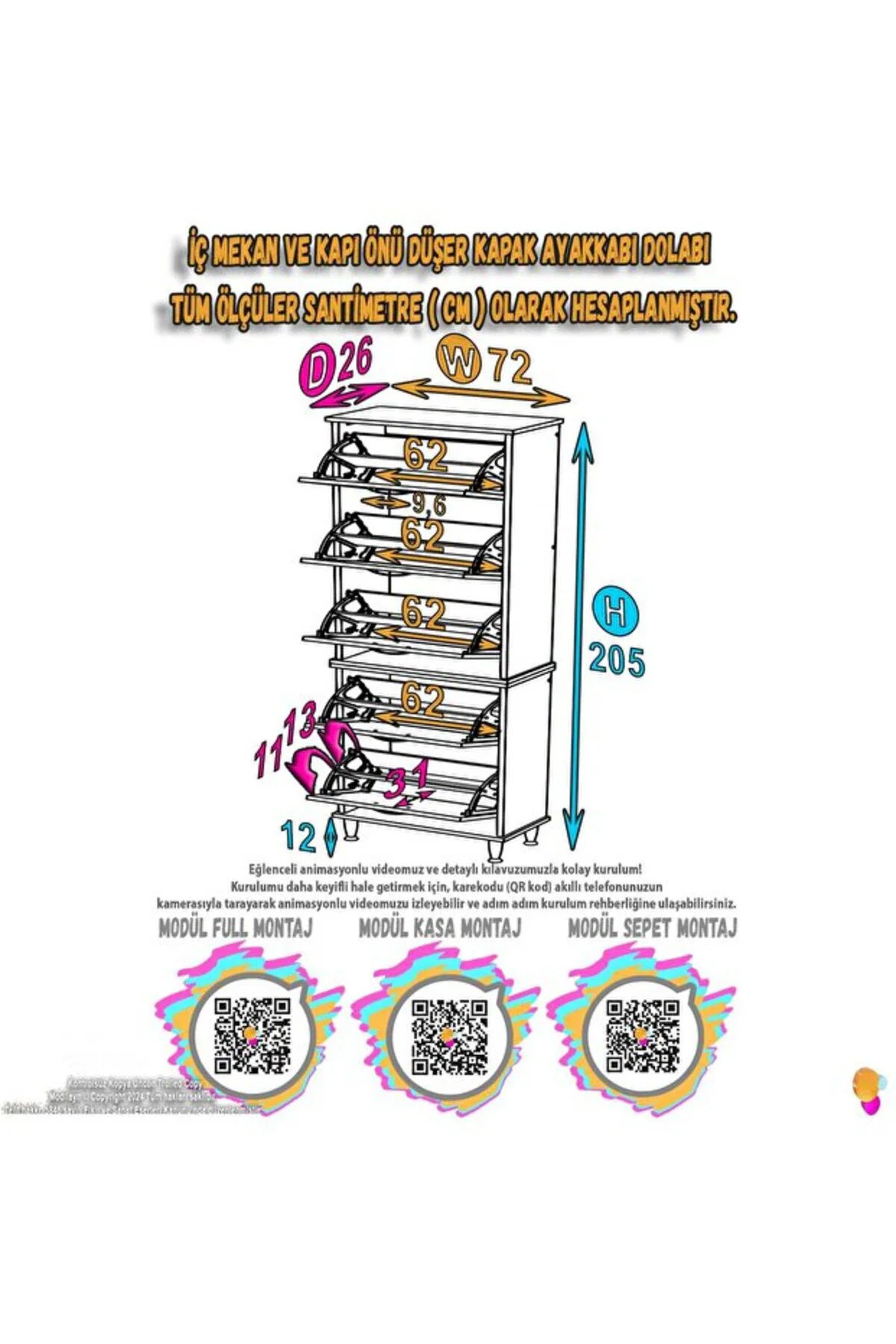 Cover 72 Cm Ayakkabılık Dış Kapı/Koridor/Giyim Odası Uygun Antres