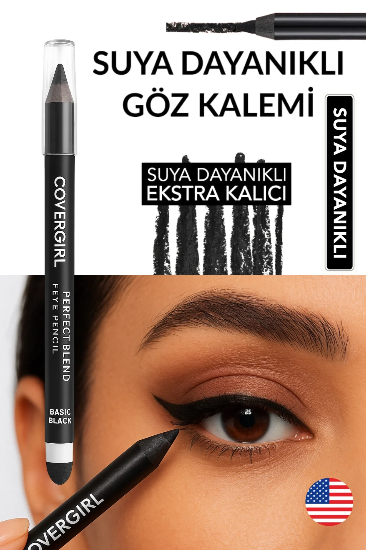Covergirl Perfect Blend Siyah Eyeliner Kalem Black 100 Suya Dayan