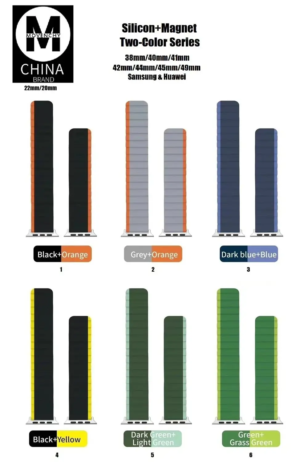 CPT83 Apple Watch 42mm MO-WB1 Çift Renk Mıknatıslı Silikon Kordon