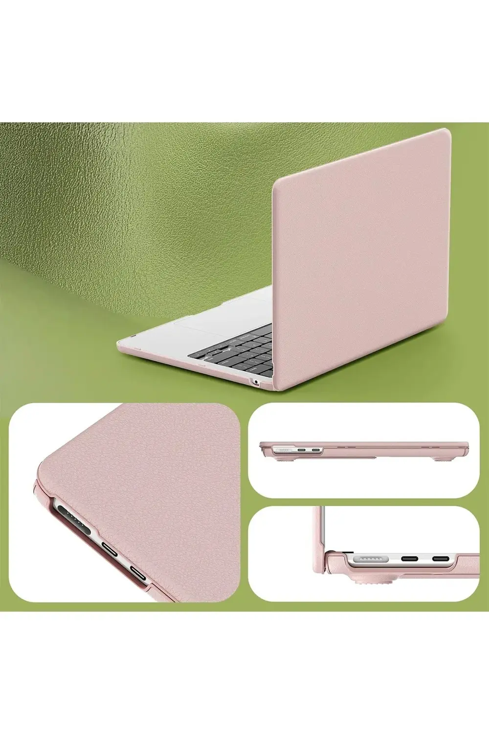 CPT83 Macbook Pro 14 2021 Macbook Deri Kapak - Pembe