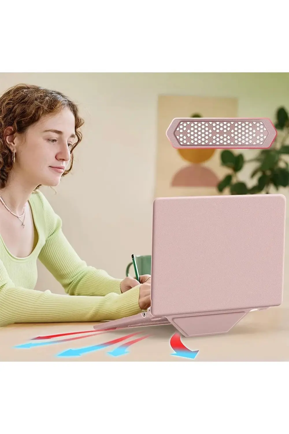 CPT83 Macbook Pro 14 2021 Macbook Deri Kapak - Pembe