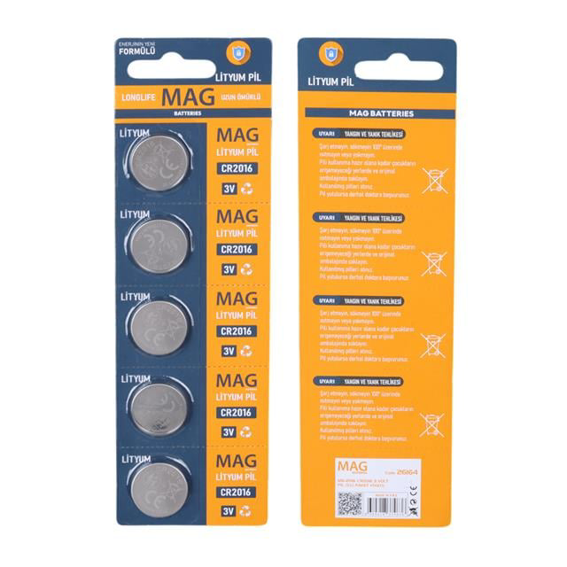 CR2016 3 Volt Pil (5&amp;apos;li Blister Paket) (4741)