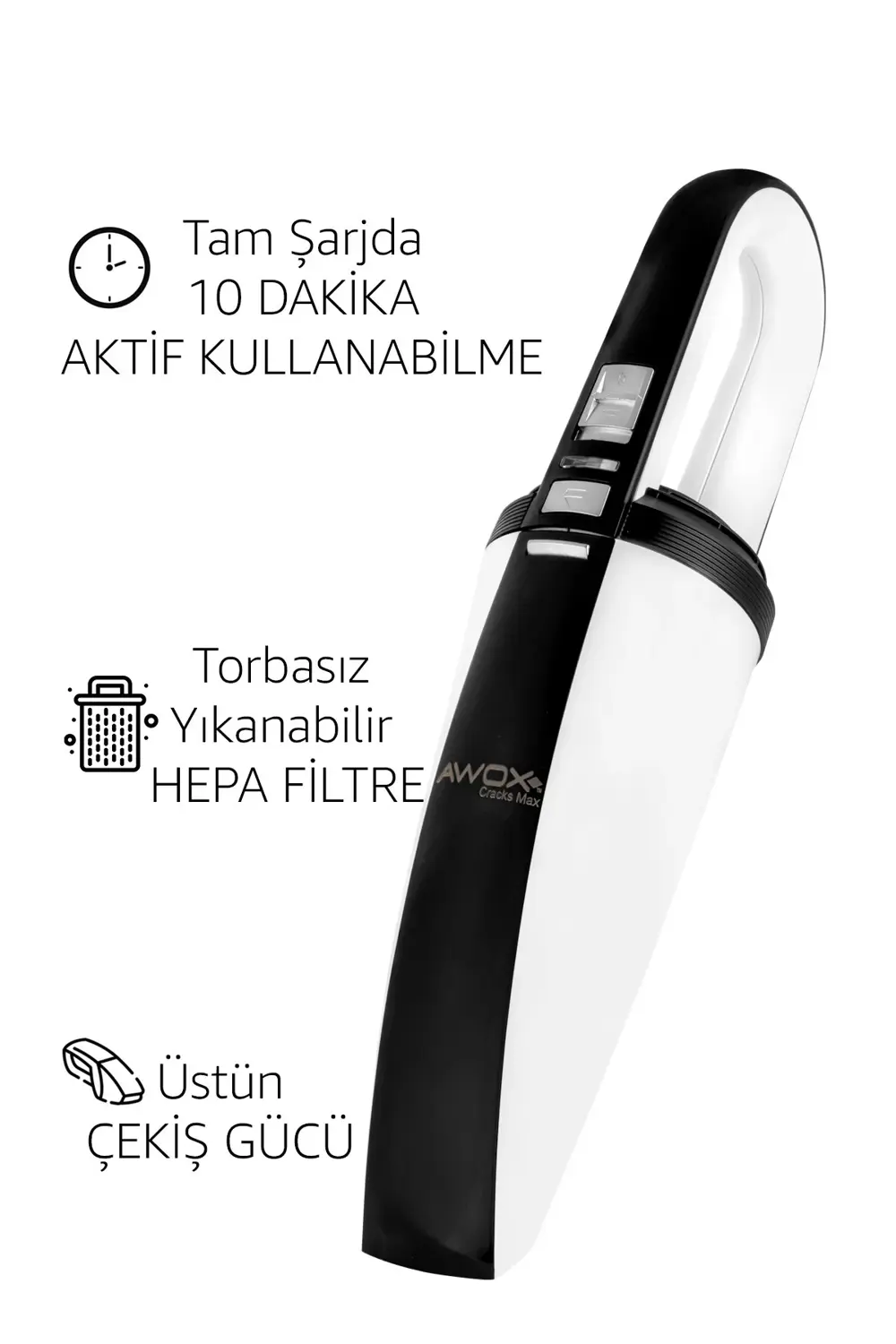 Cracks Max Şarjlı EL süpürgesi Dikey Ev ve Araç Süpürgesi Şık Tas