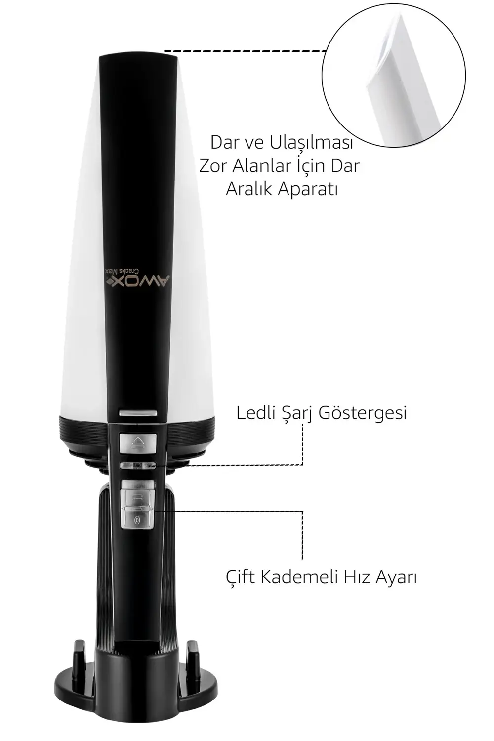 Cracks Max Şarjlı EL süpürgesi Dikey Ev ve Araç Süpürgesi Şık Tas