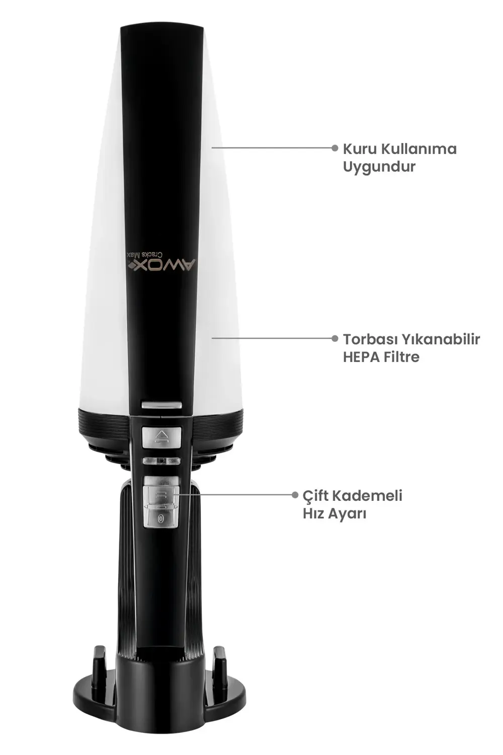 Cracks Max Şarjlı EL süpürgesi Dikey Ev ve Araç Süpürgesi Şık Tas