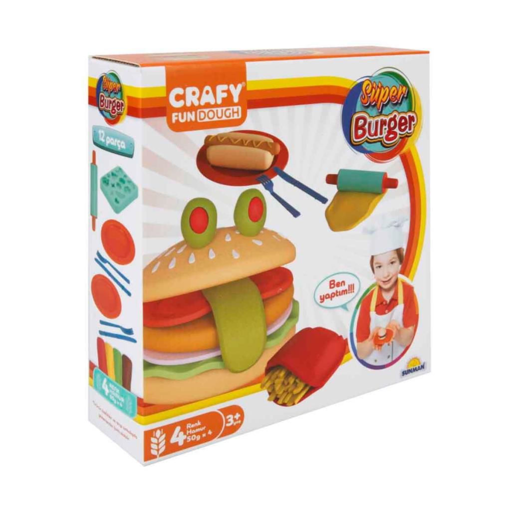 Crafy Süper Burger Oyun Hamuru Seti 200 gr. 12 Parça Crafy Süper Burger Oyun Hamuru Seti 200 gr. 12 Parça