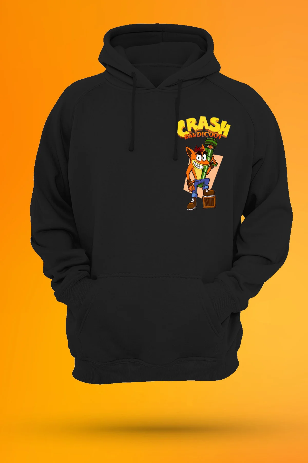Crash Bandicoot Baskılı Fermuarsız Kapüşonlu Sweatshirt